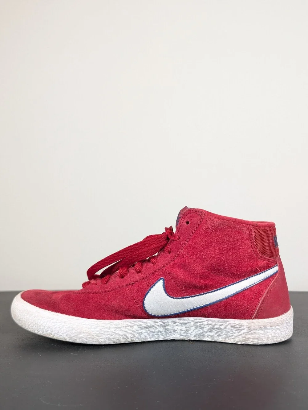 Nike SB Bruin Hi Top Suede Skate Shoes Red Crush White Women's Size 8